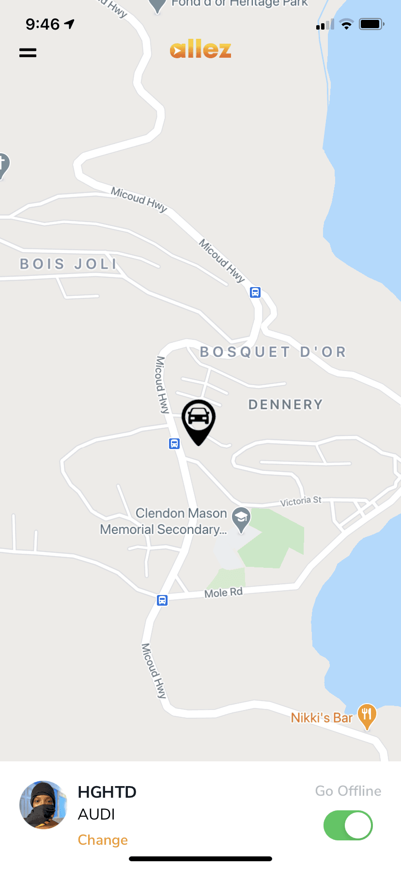 Allez Driver app screen 5