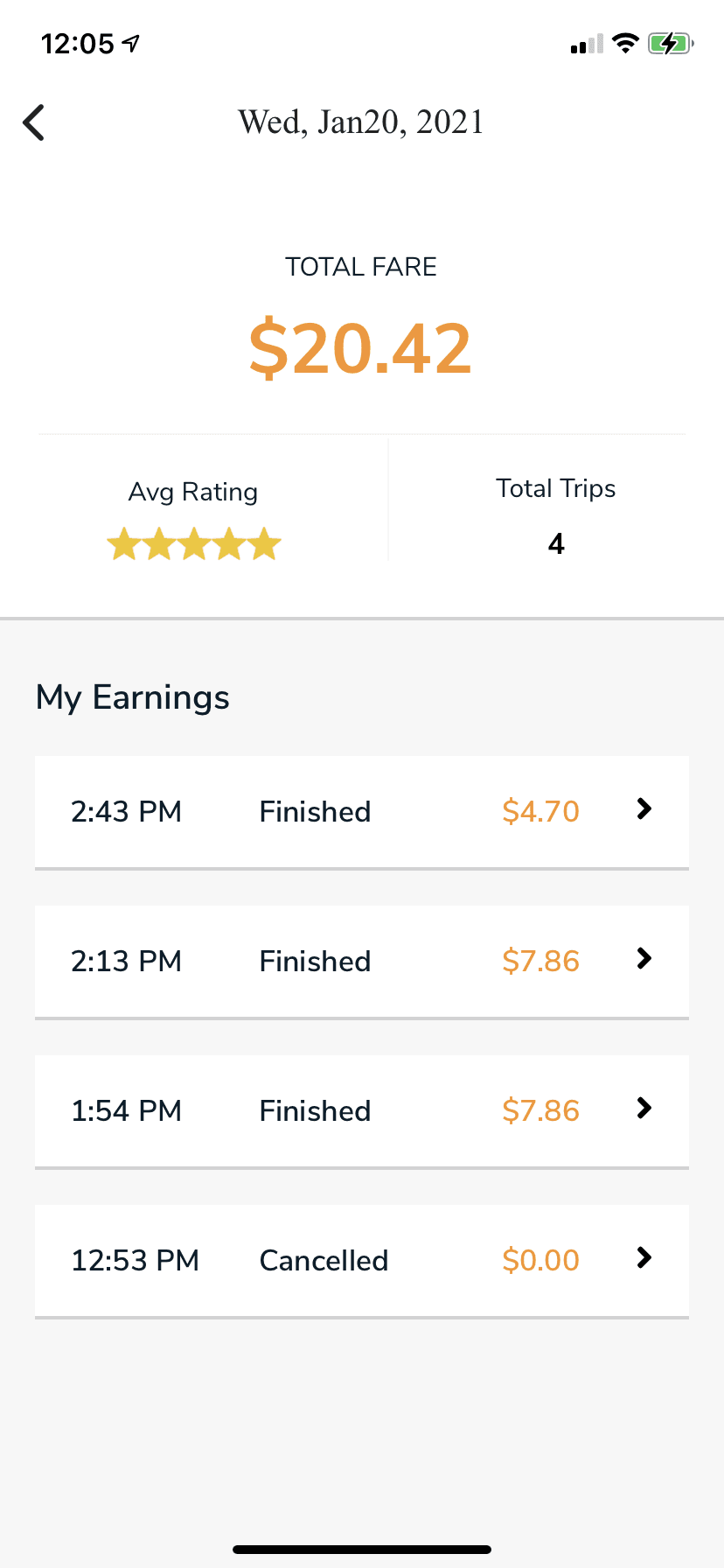 Allez Driver app screen 6